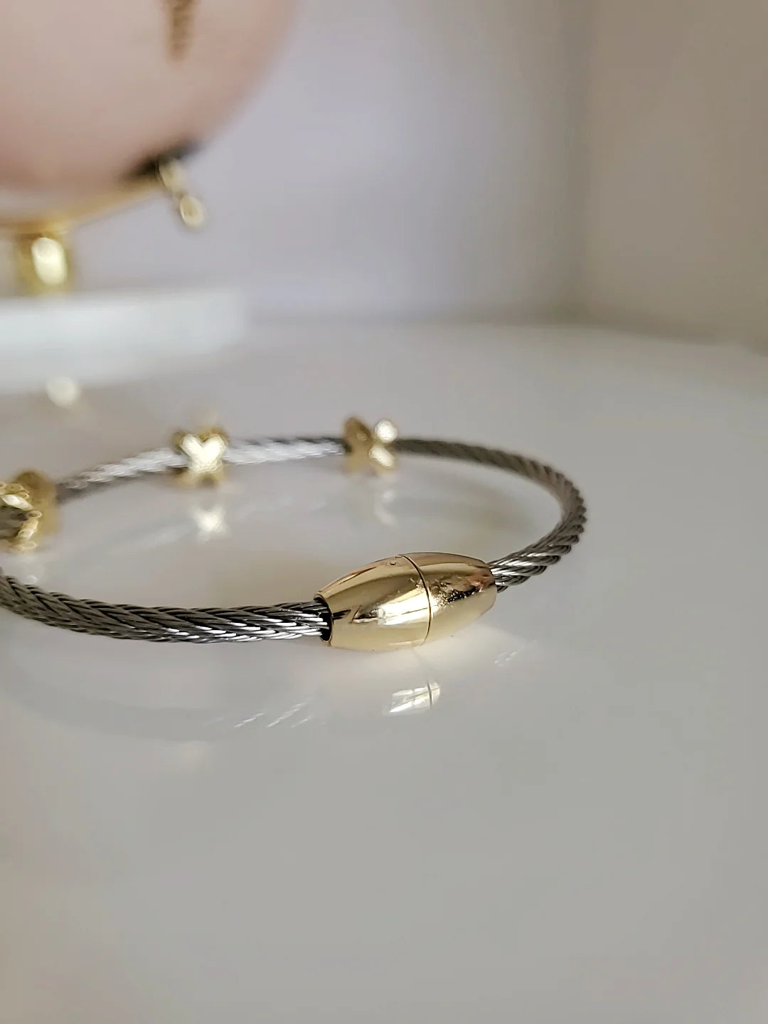 Gold or Silver Elegant luxury Bangle Bracelet with encrusted diamonds