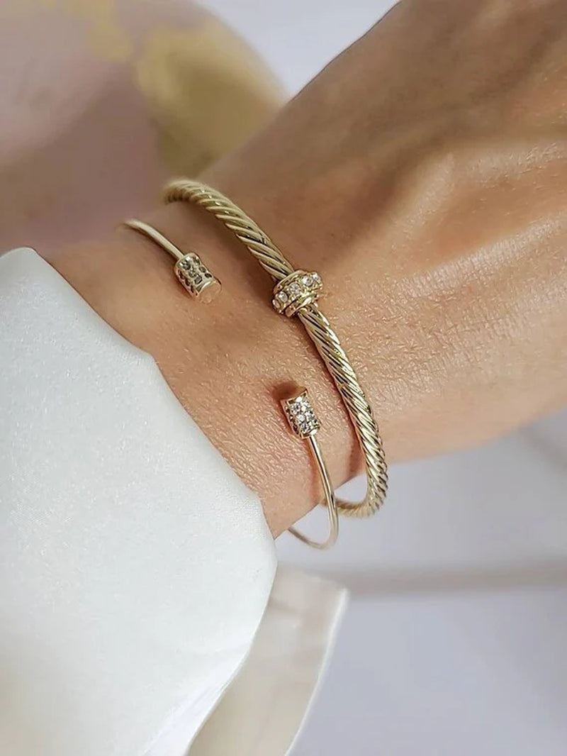 Elegant Dainty Cable Bangle Gold, Silver