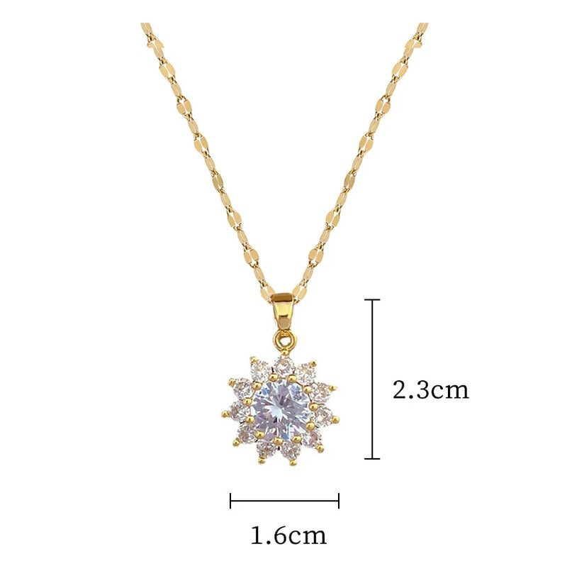 "18K Gold Plated Sparkle flower Stainless Steel Jewelry Set "