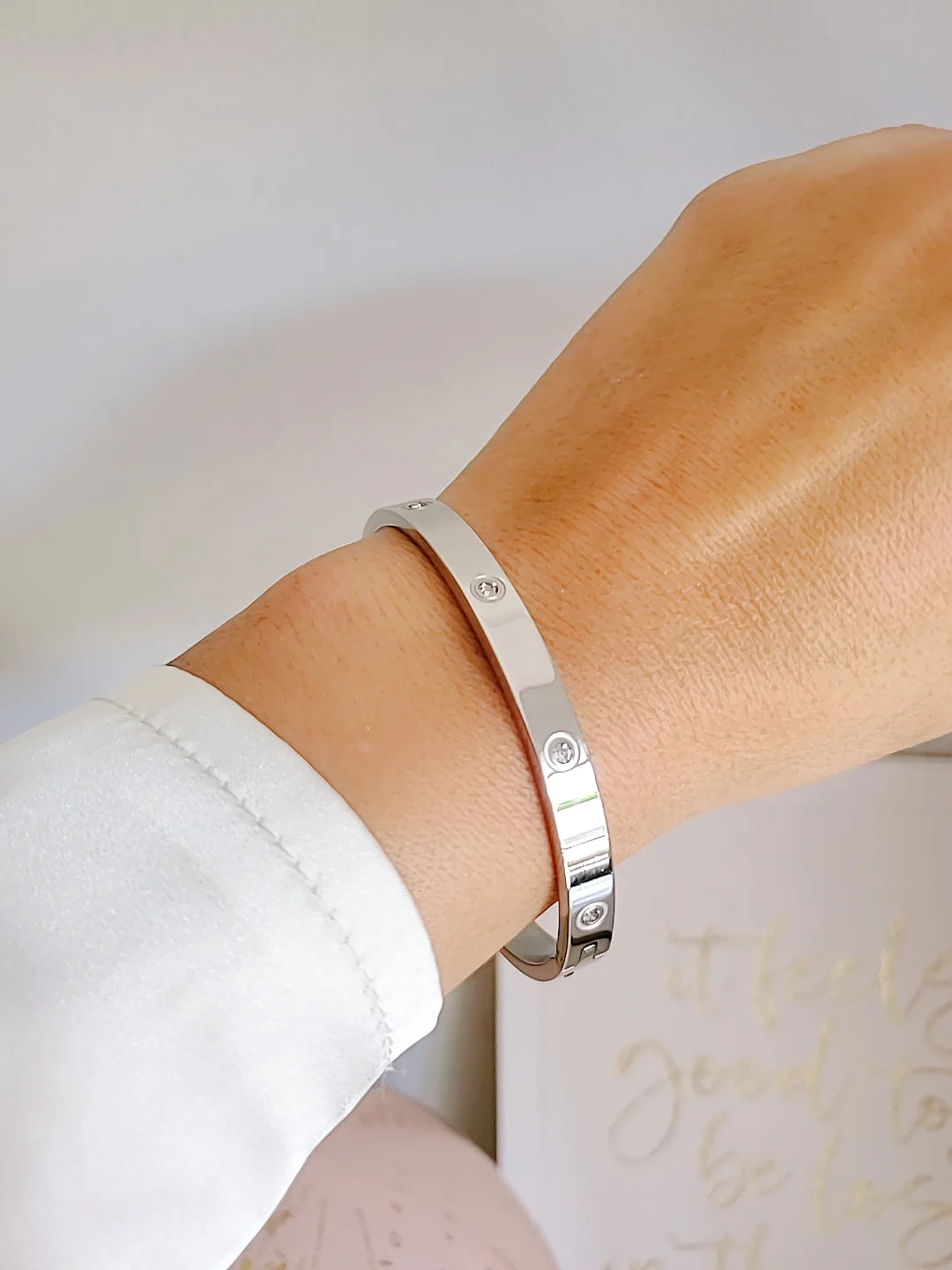 Gold and Silver Solid Bangle Bracelet