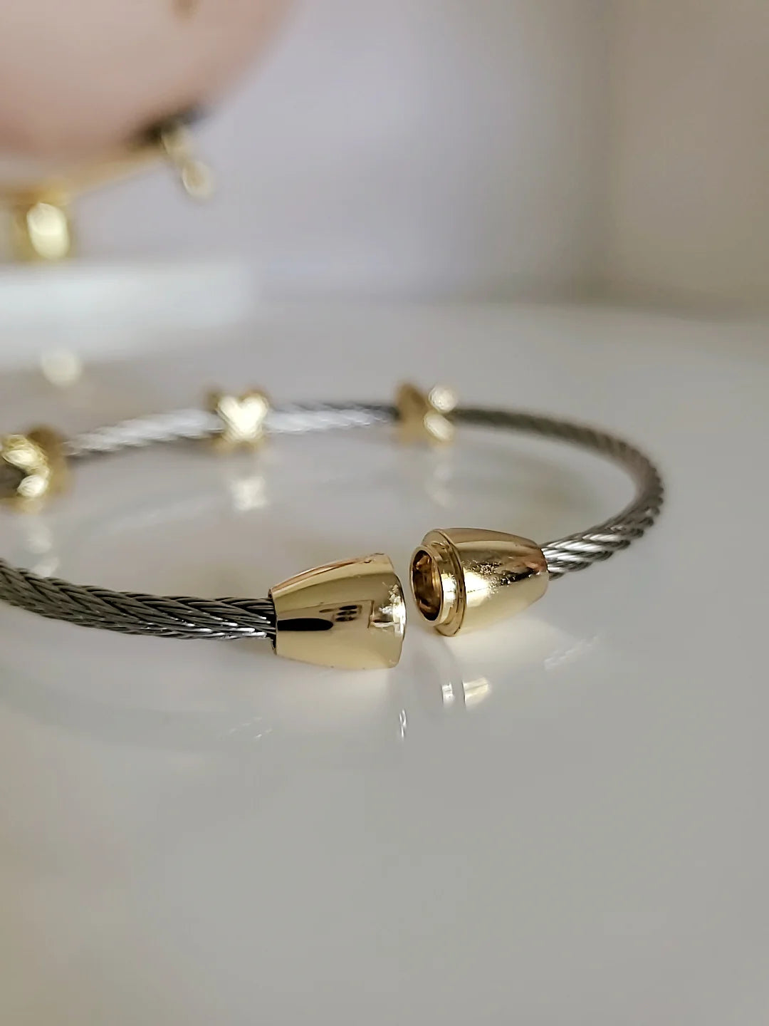 Gold and Silver Solid Bangle Bracelet