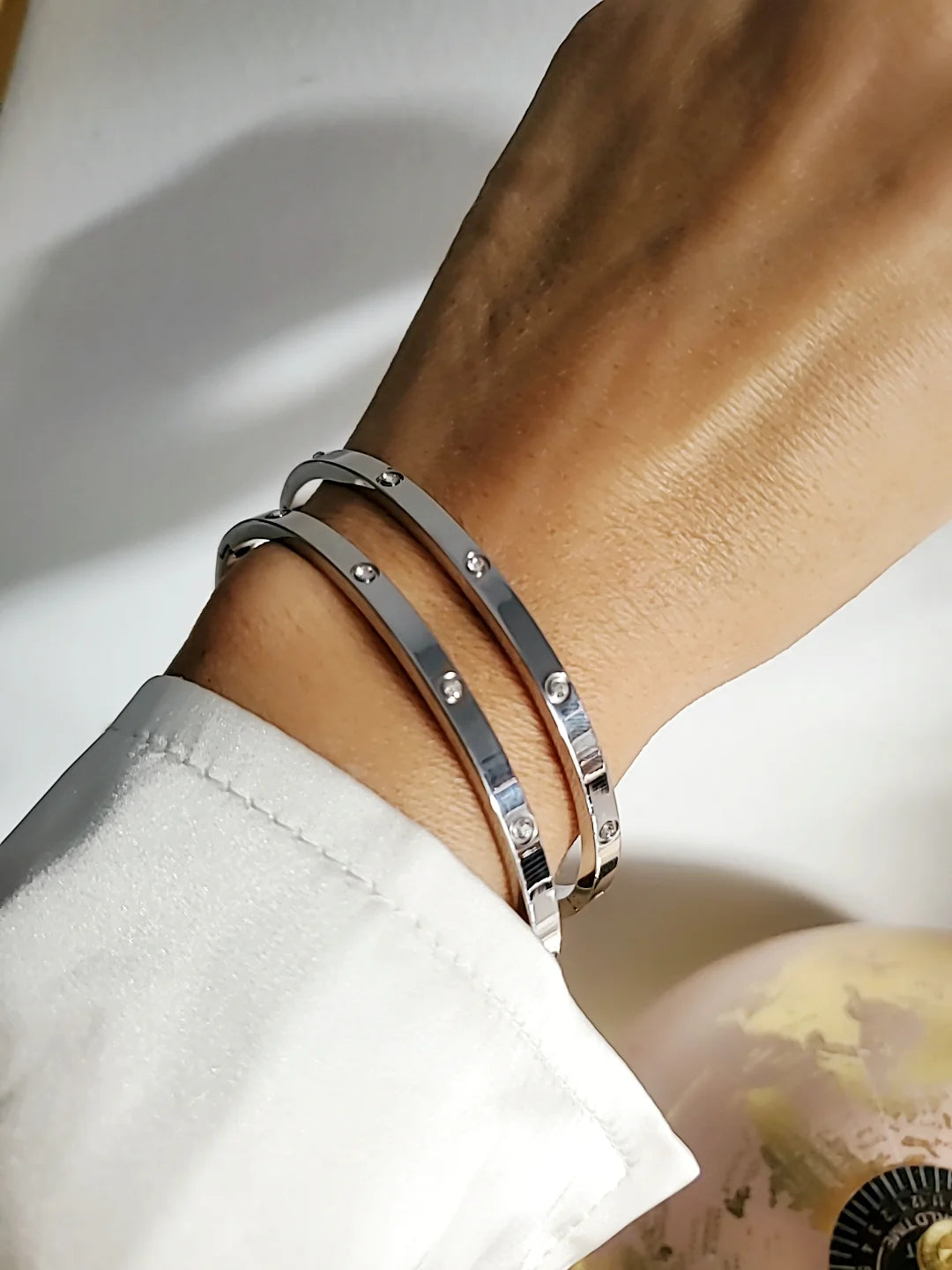 Statement Silver Bangle Bracelet