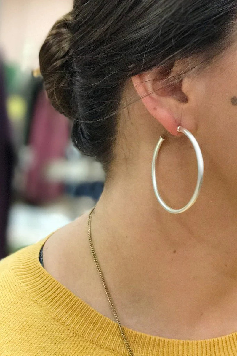 The Best of Hoops Earrings, Matte Silver