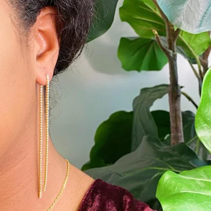 Delicate Shine Back Drop Earrings