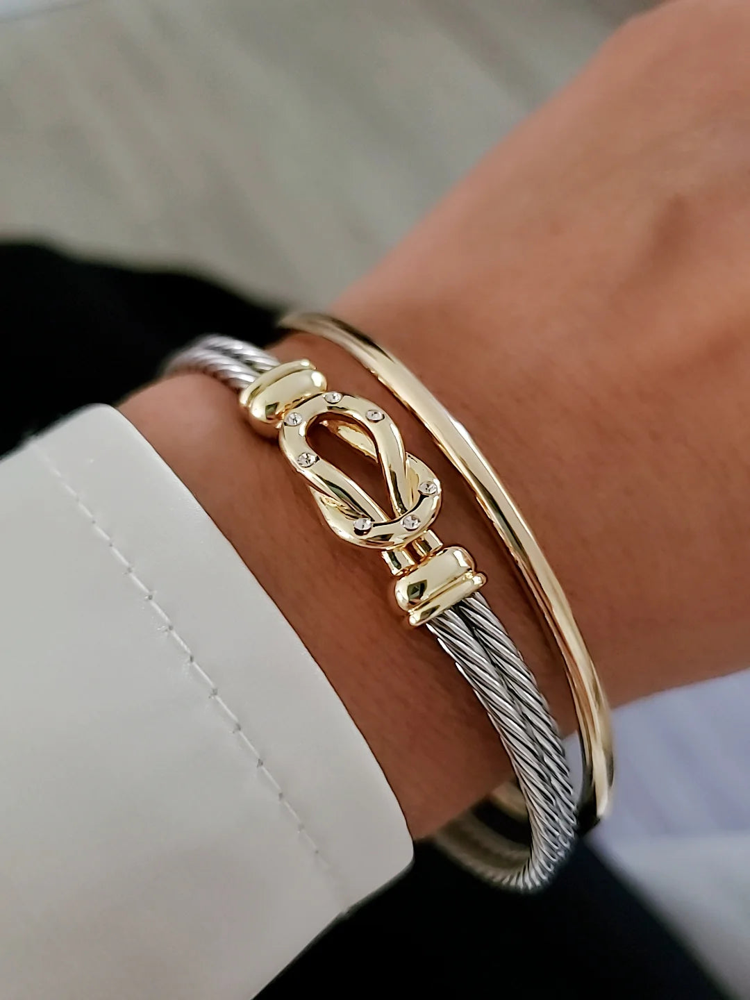 Reef Knot 18K Gold Filled Silver Cable Bracelet