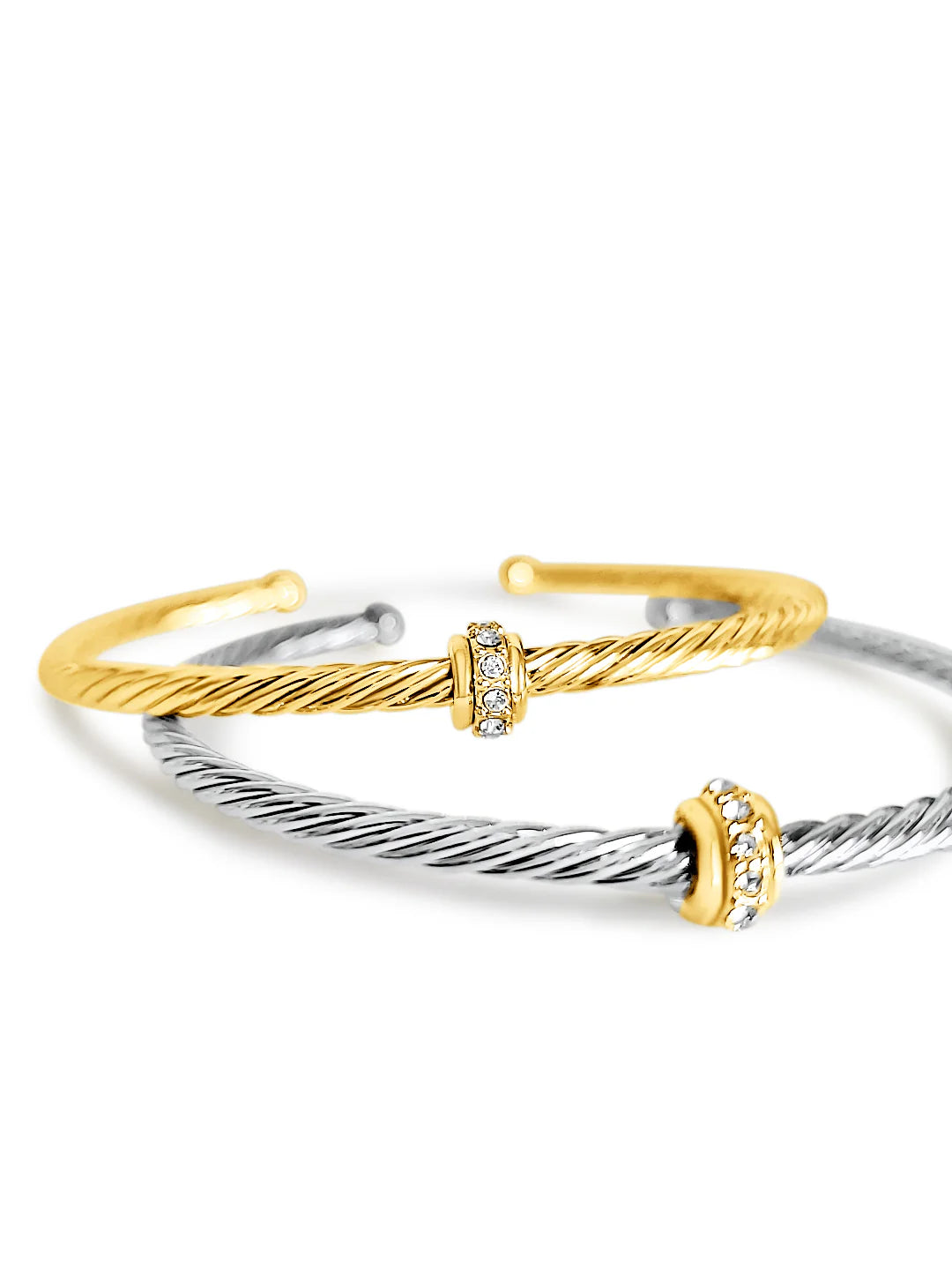 Elegant Dainty Cable Bangle Gold, Silver