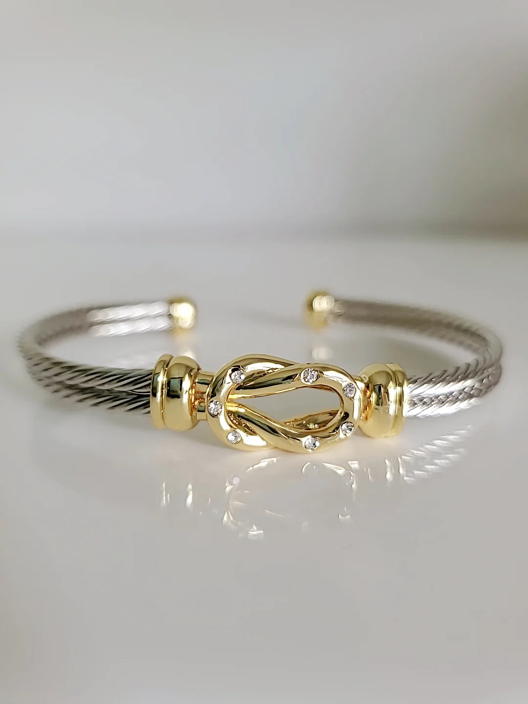 Reef Knot 18K Gold Filled Silver Cable Bracelet