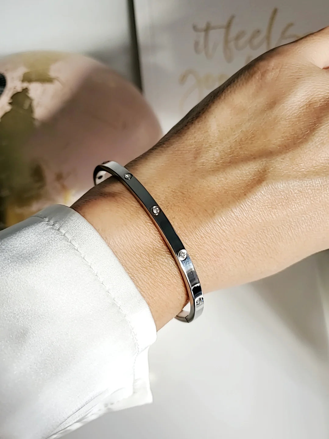 Statement Silver Bangle Bracelet