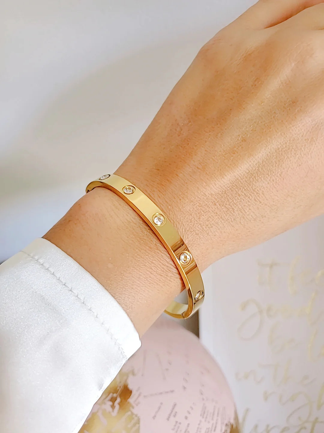 Gold and Silver Solid Bangle Bracelet