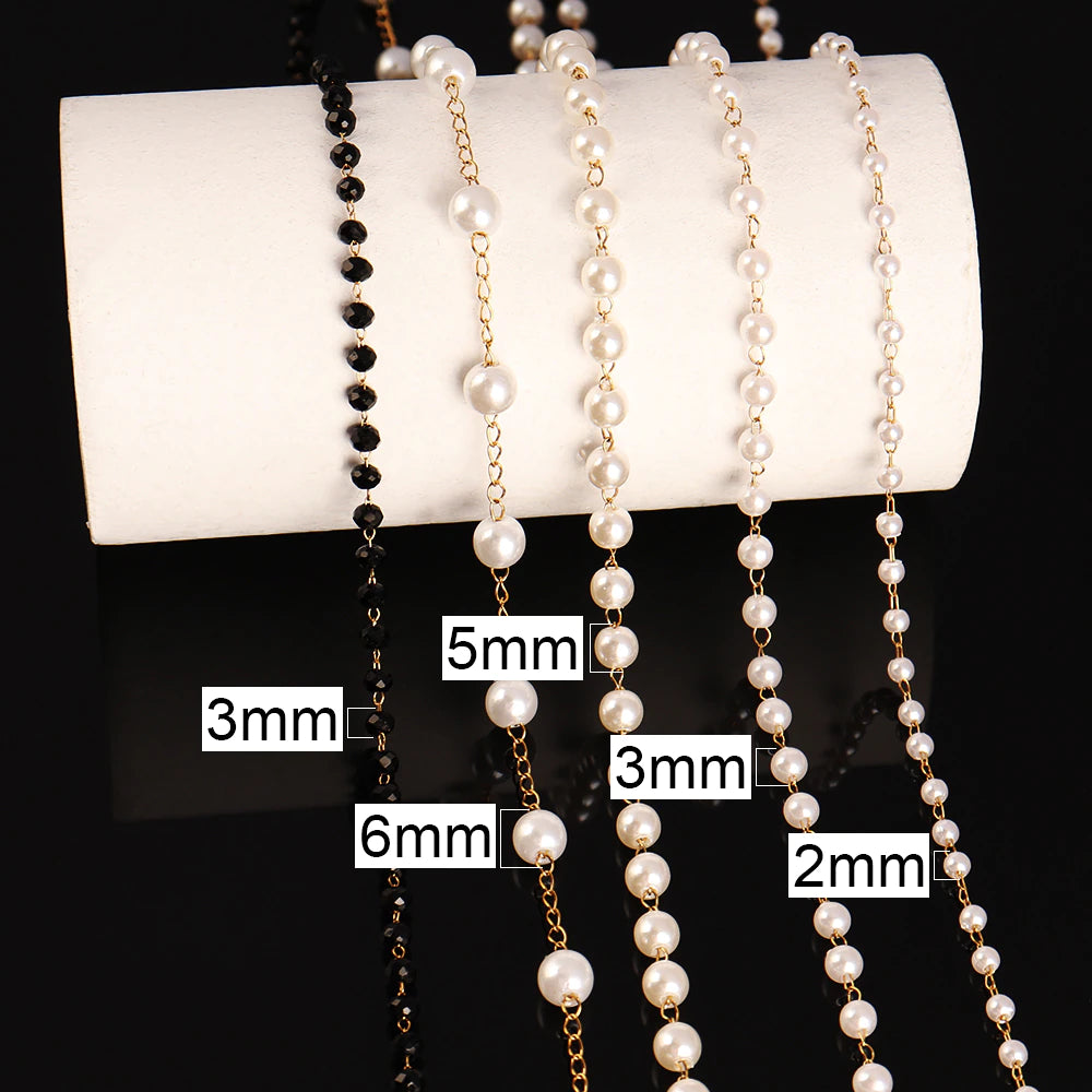 Stainless Steel Necklaces for Women Simple Pearl Necklace Choker Necklace Handmade Strand Bead Chain Necklace Fashion Jewelry