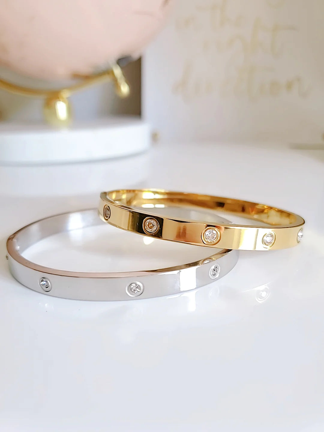 Gold and Silver Solid Bangle Bracelet