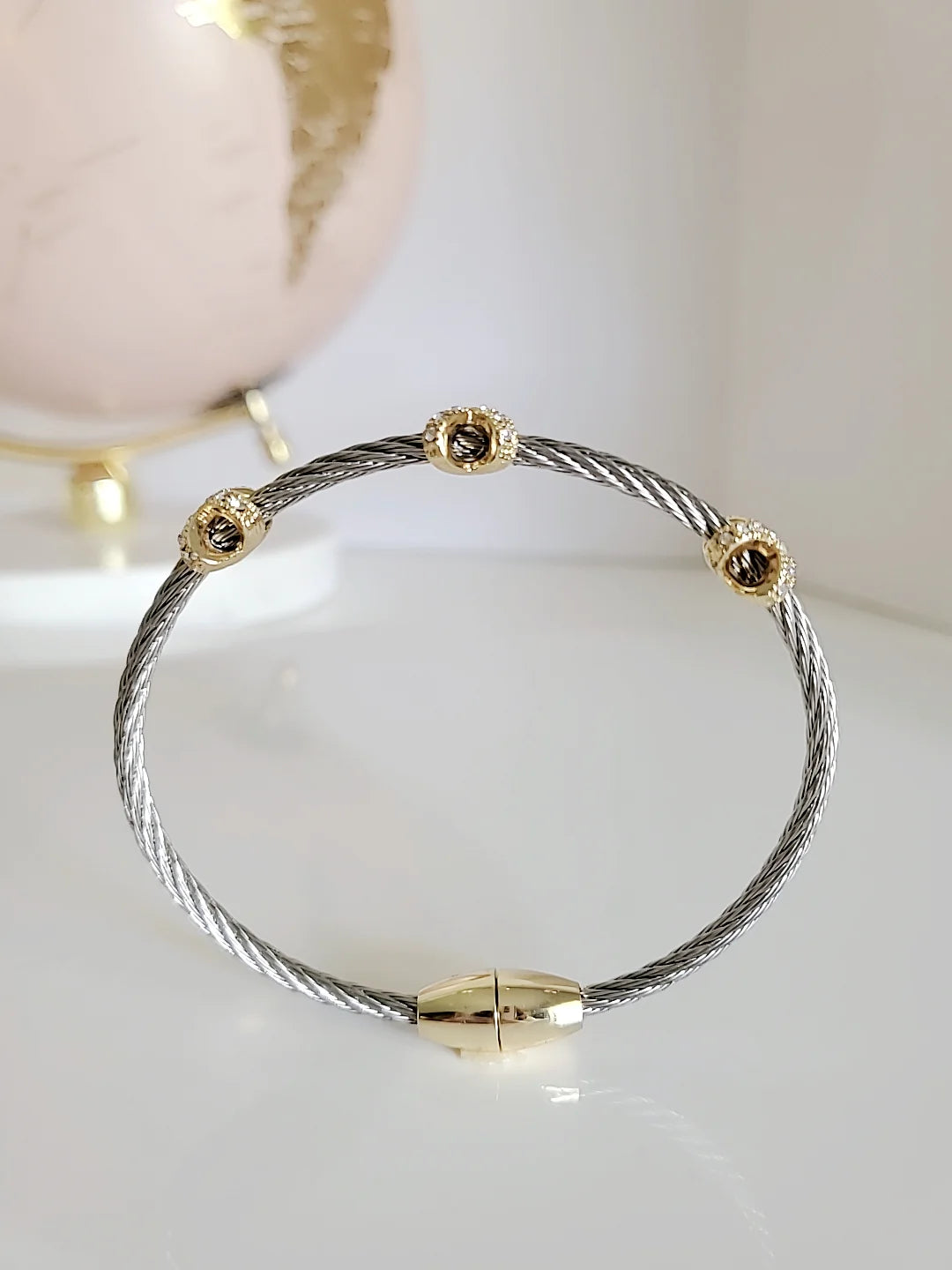 Gold or Silver Elegant luxury Bangle Bracelet with encrusted diamonds