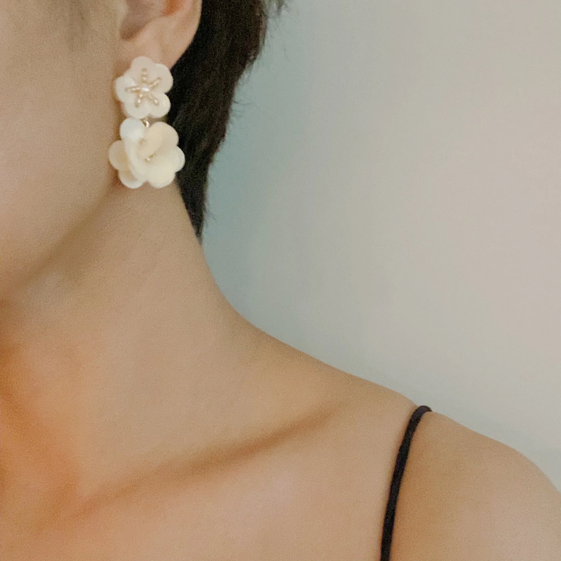 Sequin Double Bloom Flower Earrings